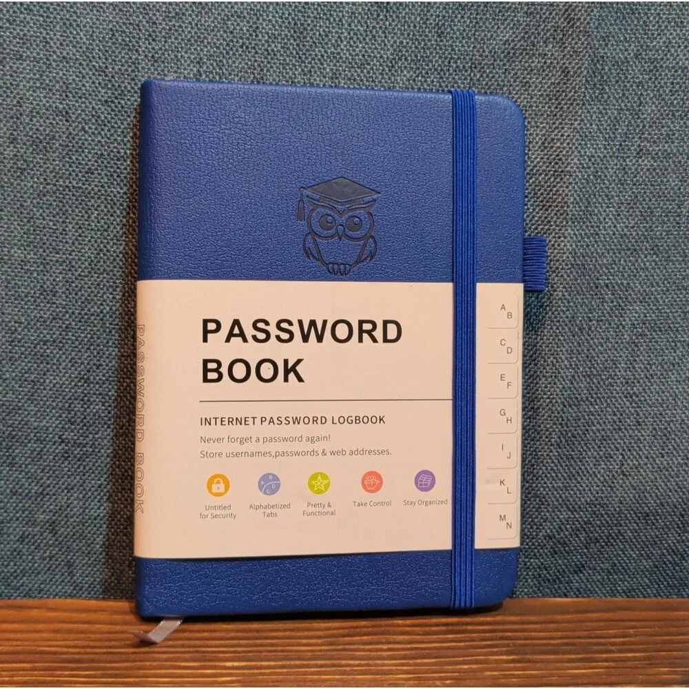 Password Book Internet Logbook Organizer Alphabetical Tabs Blue 4x5